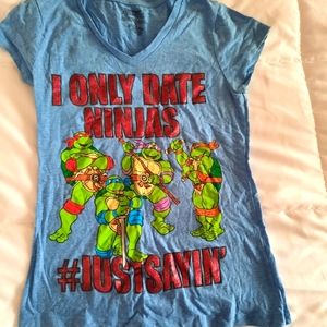 ❤ Blue ninja turtles v-neck tshirt